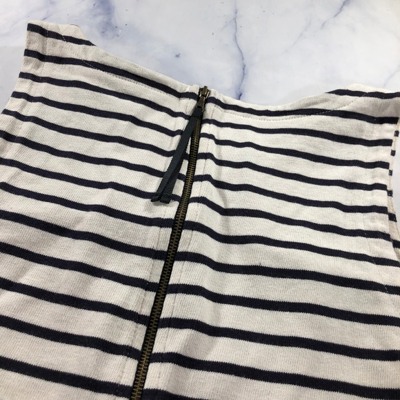 LOFT Black & Cream Drop Waist Knit Stripe Dress - Picture 4 of 8